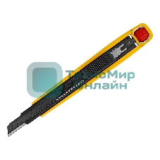 Нож Denzel 9 мм, сменное лезвие, SK4, алюминиевый корпус, торцевой зажим