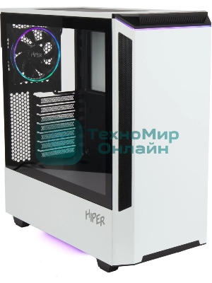 Компьютерный корпус Hiper PW81 белый без БП ATX 3x120мм 2xUSB2.0 2xUSB3.0 audio bott PSU