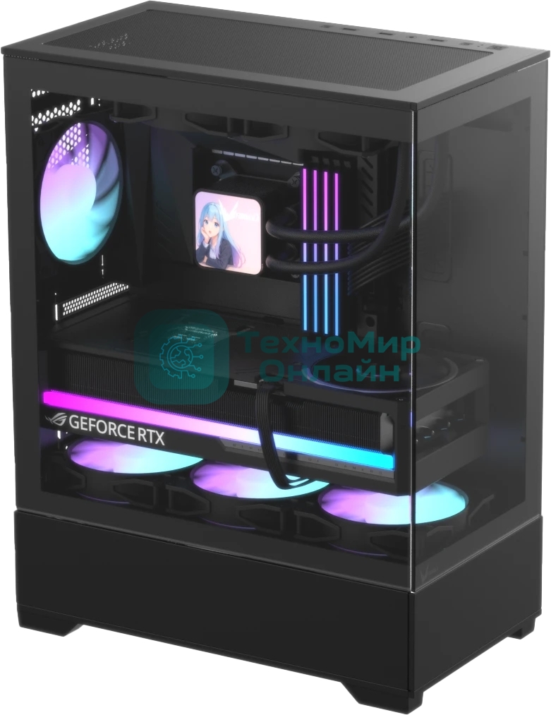 Корпус Formula Crystal Z1 Plus AR V2 Black, Mini-Tower, чёрный, 3 x 120 мм