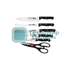 Набор ножей LARA LR05-53 7 предметов: ДЕРЕВЯННАЯ ПОДСТАВКА + 5 ножей + ножницы, нержавеющая сталь 2CR13