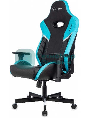 Кресло Knight Thunder 5X черный/голубой, экокожа, 120 кг, механизм качания