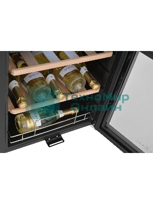 Винный шкаф ZÜGEL ZCWF331DB черный, 88 л, 2 отсека, 33 бут.