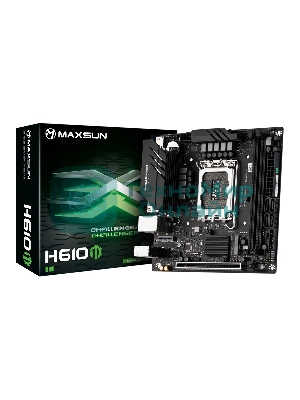 Материнская плата Maxsun MS-Challenger H610ITX 2LAN V3, LGA 1700, Intel H610, 2xDDR4, 4xSATA, 1xM.2, 1xPCI-E 4.0 x16, 2xHDMI, 1xDisplayPort, 1x 2.5Gb LAN, 2xUSB 3.2 Gen 1, 3xUSB 2.0, 3x3.5 мм, 5.1, Mini-ITX