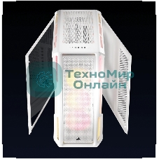 Компьютерный корпус без блока питания Case Corsair iCUE LINK 5000T LX RGB, Midi-Tower, TG, 3x120мм RGB, 4xUSB-A 3.2, 1xUSB 3.2 Type-C, E-ATX, ATX, mATX, mITX White