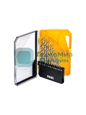 Набор сверл по металлу Denzel 1,5-6,5мм, Р6М5-TiN, Golden Tip, 13 шт