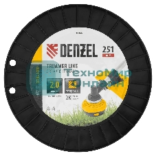 Леска для триммера Denzel двухкомпонентная, квадрат, 2,0 мм х 251 м, на DIN катушке EXTRA CORD