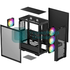 Компьютерный корпус Deepcool CC560 MESH V2 черный без БП ATX 4x120мм 5x140мм 2xUSB 3.0 audio bott PSU
