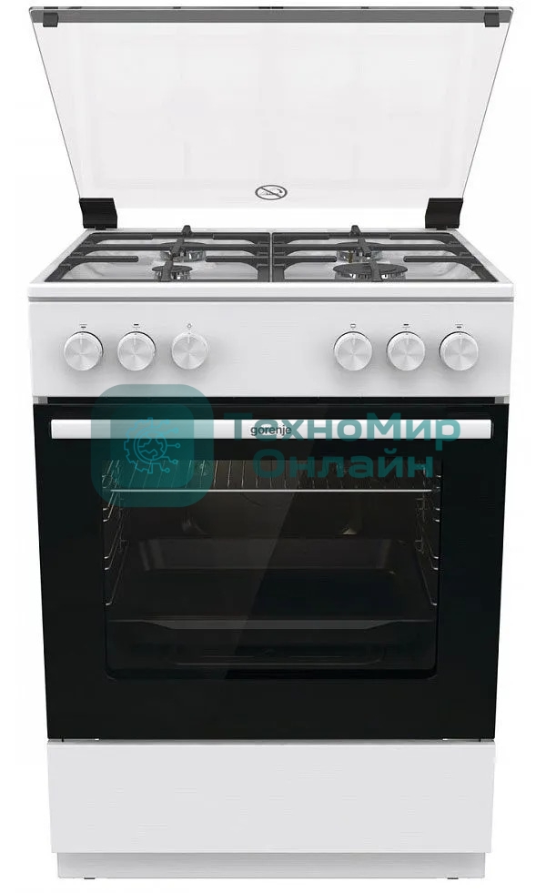 Плита газовая Gorenje GG6A11WF белый, конфорок 4 газовых, духовка 72 л, 60 см x 85 см x 60 см