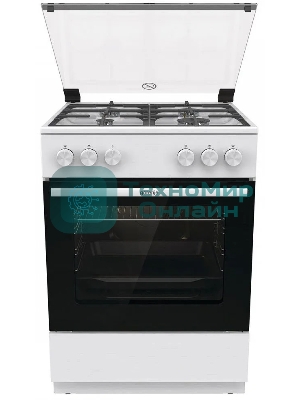 Плита газовая Gorenje GG6A11WF белый, конфорок 4 газовых, духовка 72 л, 60 см x 85 см x 60 см