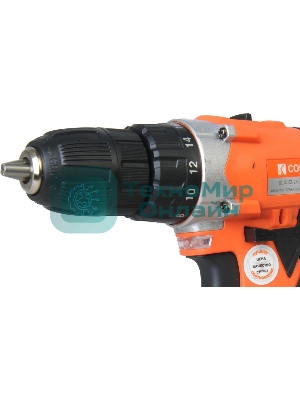 Дрель-шуруповерт СОЮЗ ДШС-12-2К-ПРОМО, 12 В, 1,5 Ач, 30 Нм, щеточный