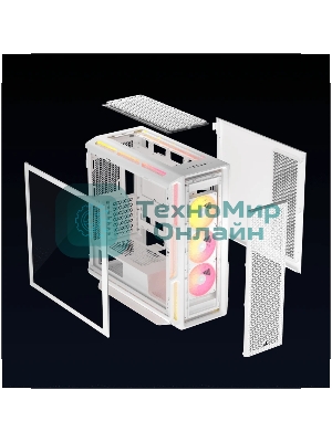 Компьютерный корпус без блока питания Case Corsair iCUE LINK 5000T LX RGB, Midi-Tower, TG, 3x120мм RGB, 4xUSB-A 3.2, 1xUSB 3.2 Type-C, E-ATX, ATX, mATX, mITX White