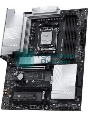 Материнская плата MSI PRO X870E-P WIFI, AM5, AMD X870E, 4xDDR5, 4xSATA, 3xM.2, 1xPCIe 5.0 x16, 1xPCIe 4.0 x4, 1xPCIe 3.0 x1, 1xHDMI, 1x5Gb LAN, Wi-Fi 7, Bluetooth 5.4, 1xUSB-C 20Gbps, 1xThunderbolt 4, 2xUSB-A 10Gbps, 2xUSB-A 5Gbps, 4xUSB-A 2.0, 3x3.5 мм, 7.1, ATX
