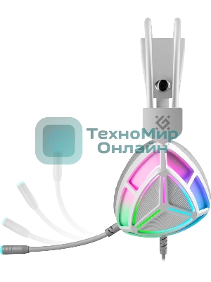 Гарнитура Defender Prism белый, проводная, подсветка