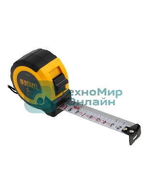 Рулетка Denzel 5м х 25мм, двухкомп. корпус, кнопка-пауза