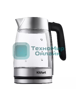 Чайник электрический Kitfort KT-641 1.8 л, 2200 Вт, серебристый