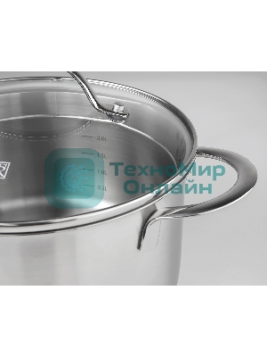 Кастрюля TalleR TR-17252 2,2 л.Сталь 18/10, толщина дна/стенки 3,2/0,6 мм.