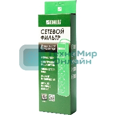 Сетевой фильтр Юнивольт 00-00000386 1.5м (4 розетки) белый (коробка)