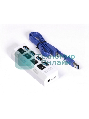 USB-концентратор Smartbuy (SBHA-7304-W) USB 3.0 хаб + выкл., 4 порта, белый