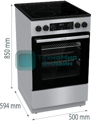 Плита электрическая Gorenje GEC5C41SG серый, конфорок 4 электрических, духовка 70 л, 50 см x 85 см x 59.4 см (без крышки)