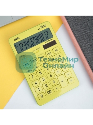 Калькулятор настольный Deli Touch EM01551 желтый 12-разр.