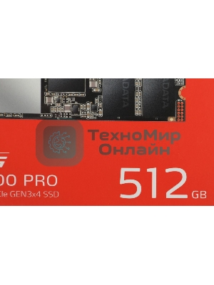 Накопитель SSD XPG SX8200 Pro, 512 Gb, PCIe 3.0 x4, M.2 2280, NVMe, R/W 3350/2350, с радиатором
