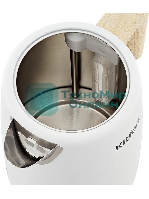 Чайник электрический Kitfort КТ-6794 1.7л. 2200Вт белый/дерево корпус: нерж.сталь/пластик