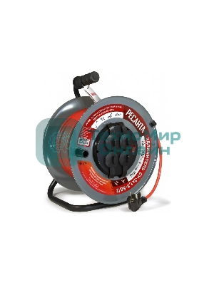 Удлинитель силовой Ресанта СУ-3х1,5-50/3 (61/118/8) 2x1.0кв.мм 4розет. 40м ПВС катушка серый