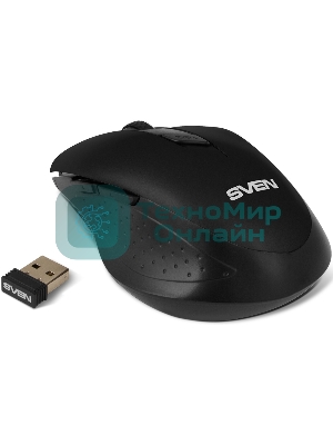 Мышь беспроводная SVEN RX-425W черный, 1600 dpi, радиоканал, USB, кнопки - 6