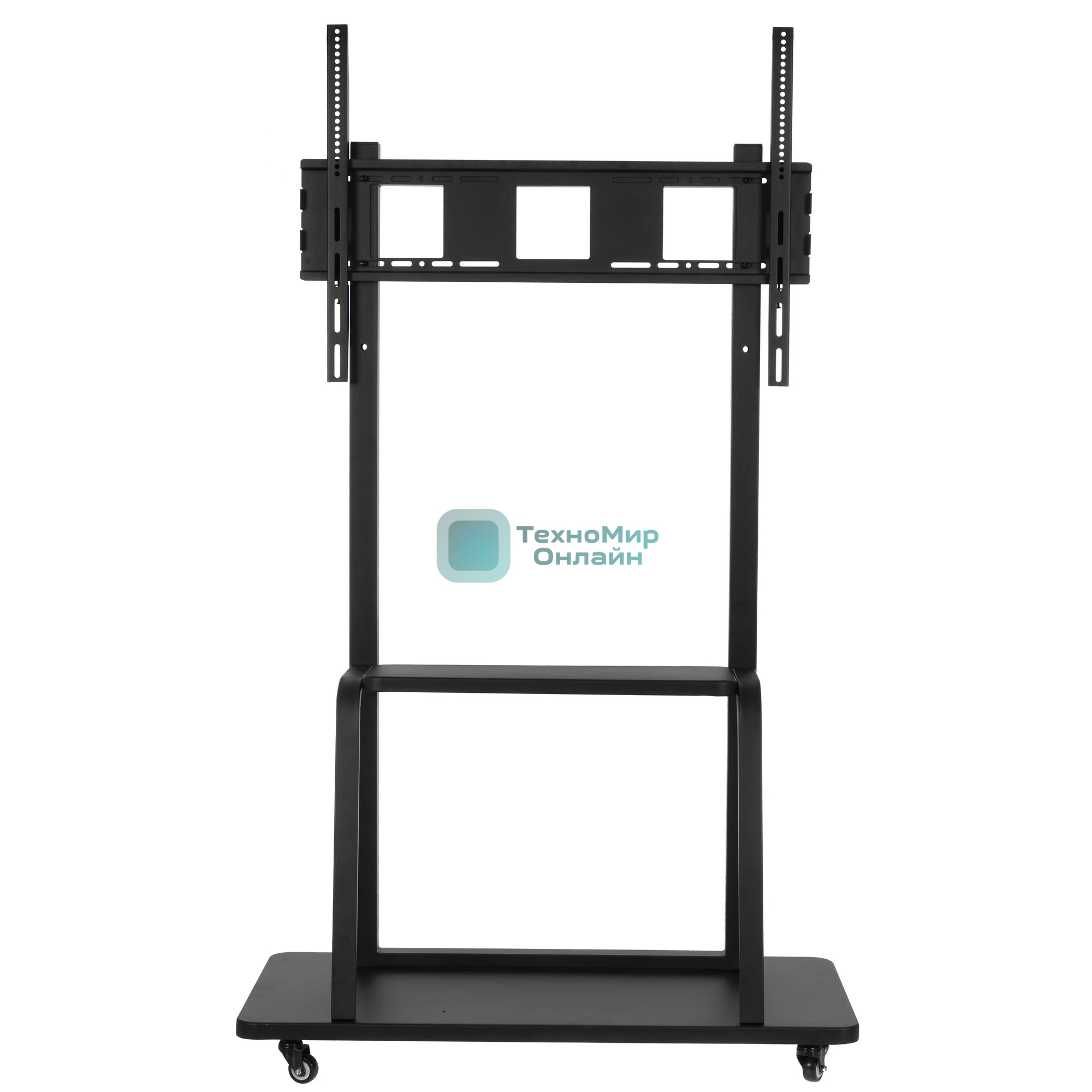 Мобильная стойка Wize Pro M86 для широкоформатных и интерактивных панелей 42 90, Max VESA 800x600 мм, высота 183 см, вертикальная регулировка, полка для медиаплеера, до 150 кг, черный