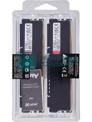 Оперативная память Kingston Fury Beast, DDR5, 32GB (2x16GB), 5200MHz, CL40, DIMM, радиатор, черный