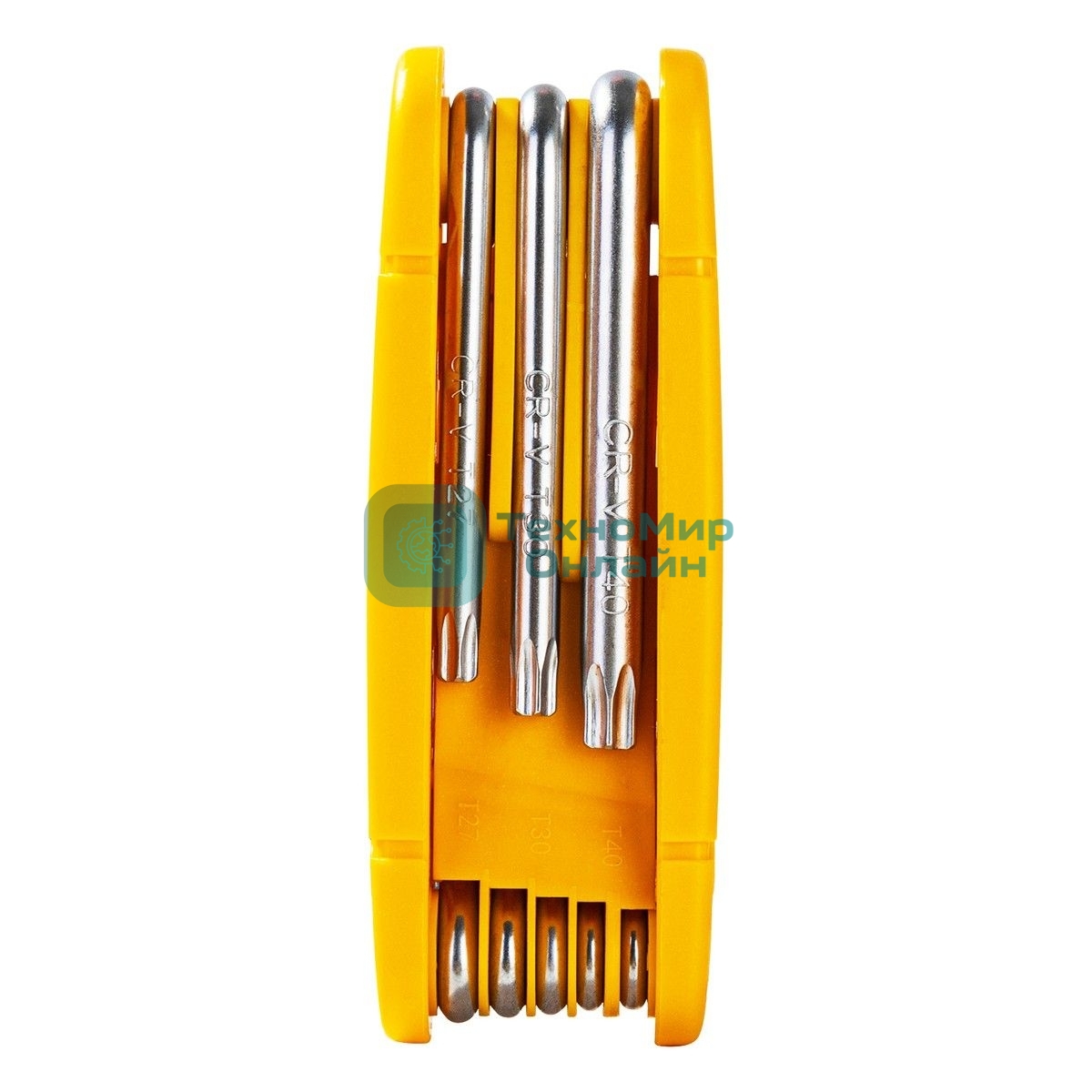 Набор складных шестигранных ключей TORX Deli DL234308 размеры T9,T10,T15,T20,T25,T27,T30,T40, пластиковый держатель