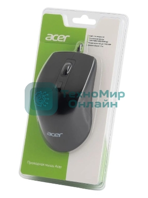 Мышь проводная Acer OMW130 черный, 3600 dpi, USB, кнопки - 6