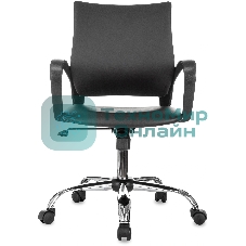 Кресло компьютерное Бюрократ CH-695NSL черный, экокожа, крестов. металл хром