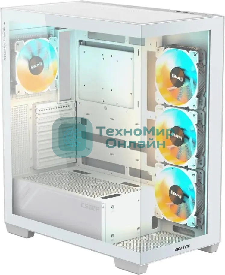 Компьютерный корпус Gigabyte GB-C500PI ST белый без БП ATX 3x120мм 6x140мм 2xUSB 3.0 1xUSB3.1 audio bott PSU