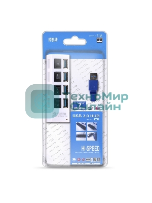 USB-концентратор Smartbuy (SBHA-7304-W) USB 3.0 хаб + выкл., 4 порта, белый