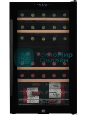 Винный шкаф ZÜGEL ZCWF331DB черный, 88 л, 2 отсека, 33 бут.