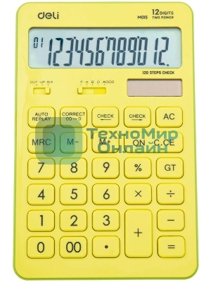 Калькулятор настольный Deli Touch EM01551 желтый 12-разр.