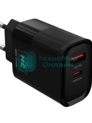 Сетевое зарядное устройство MORE CHOICE NC82a 1USB+1Type-C 3.0A PD 35W+QC3.0 для Type-C Type-C черный