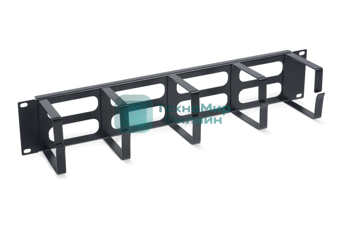 Организатор комм. шнуров Cabeus, 2HU, 88х483 мм (ВхШ), кольцевого типа, для шкафов, черный, (5 колец размером 55 х 88 мм (± 0,5 мм))