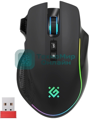 Мышь беспроводная/проводная Defender Immortal GM-421 черный, 10000 dpi, радиоканал, Bluetooth, USB, кнопки - 9