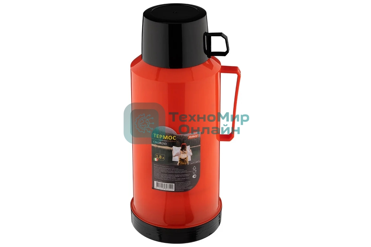 Термос в пластиковом корпусе со стеклянной колбой MALLONY CALOROSO, 1,8 л (106035)