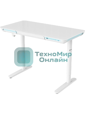 Стол компьютерный Cactus CS-EGD-WT-LED столешница закаленное стекло, белый каркас белый
