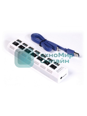 USB-концентратор Smartbuy (SBHA-7307-W) USB 3.0 хаб + выкл., 7 портов, белый
