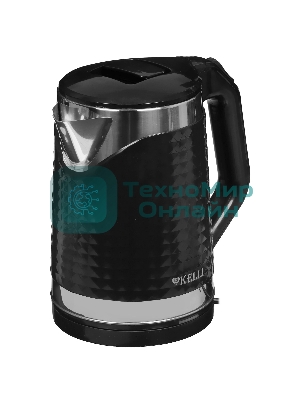 Чайник электрический Kelli KL-1372B 1.8 л, нержавейка+пластик, черный (12)