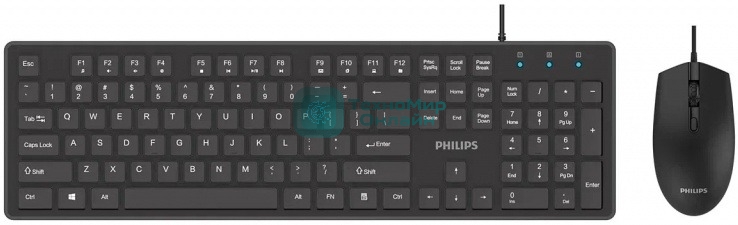 Комплект клавиатура+мышь Philips SPT6264 проводной, USB, 1200 DPI, чёрный