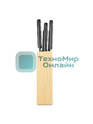 Набор ножей LARA LR05-53 7 предметов: ДЕРЕВЯННАЯ ПОДСТАВКА + 5 ножей + ножницы, нержавеющая сталь 2CR13