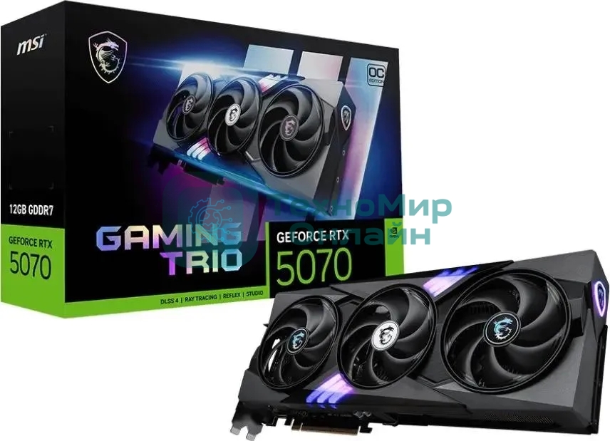 Видеокарта MSI RTX 5070 GAMING TRIO OC 12Gb GDDR7 192bit 3xDP HDMI 3FAN RTL
