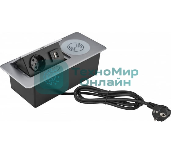 Розетка Cactus CS-SOCKET-USBA-WLESS для столешницы серебристый