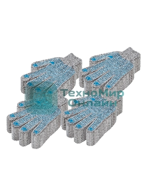 Перчатки трикотажные Сибртех х/б, 200 пар, ПВХ точка, 4 нити, 10 класс