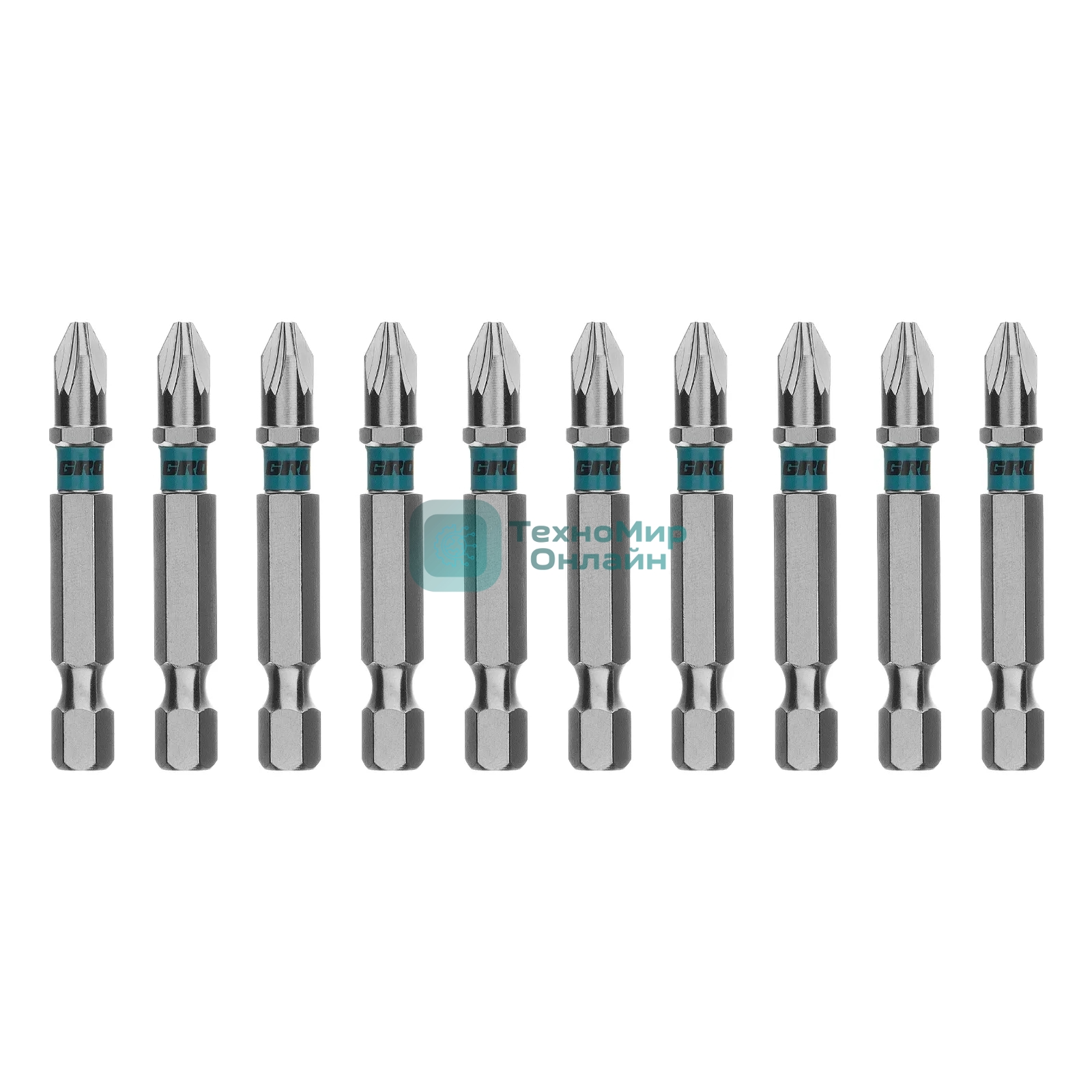 Бита Gross PZ2х50 мм, сталь S2, шестигр., отрывн., 10 шт.